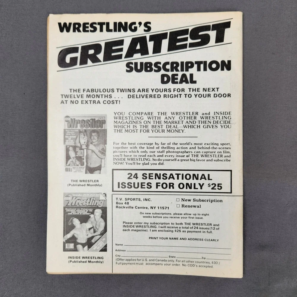 The‎ Wrestler Magazine August 1980 Mr. Wrestling Austin Idol Larry Zbyszko